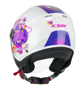 Casco jet 261G  MINI COMICS / Fucsia Blanco