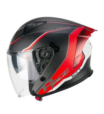 Casco jet 127 DEEP RACE / Grafito Rojo Opaco