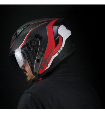 Casco jet 127 DEEP RACE / Grafito Rojo Opaco