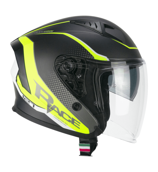 Casco jet 127 DEEP RACE / Grafito Amarillo Fluo Opaco