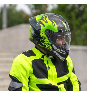 Casco Integral 330R RIOT RIPPER / Negro Verde Amarillo Fluo