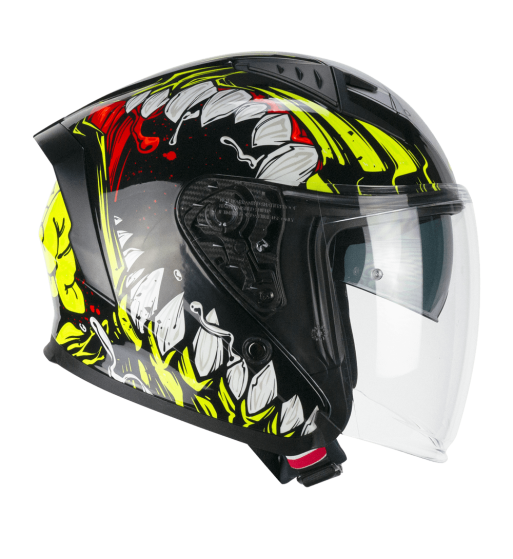 Casco jet 127 DEEP FREAKER / Negro Amarillo Fluo