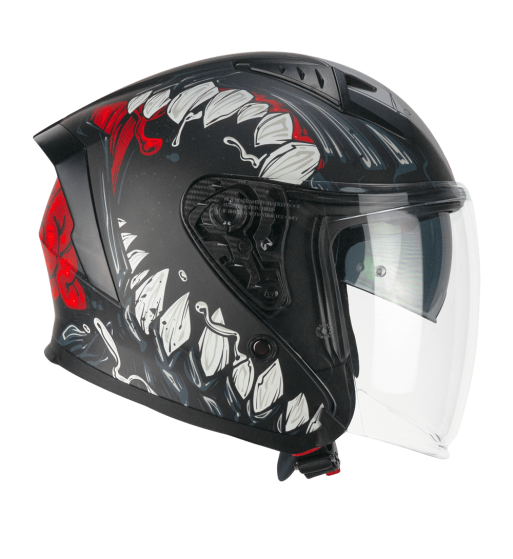 Casco jet 127 DEEP FREAKER/ Negro Rojo Opaco