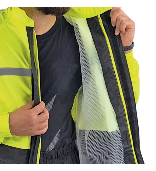 E34 Set Impermeable SPORT  Negro/ Amarillo Fluo