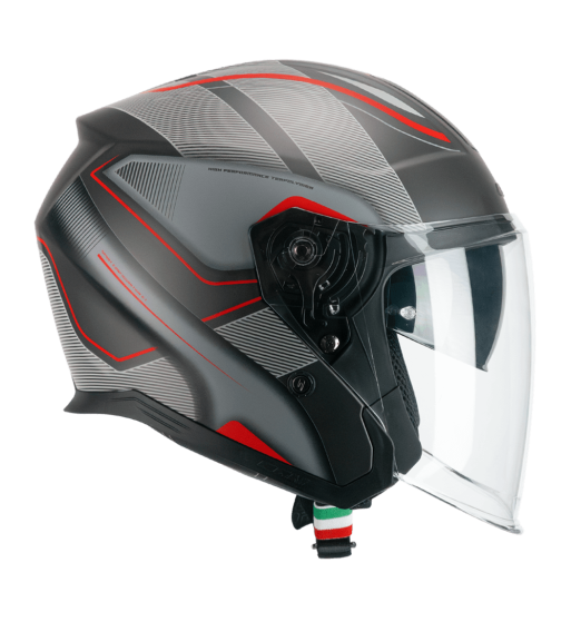 Casco jet 136G  RNA  SPORT / Gris Rojo Opaco