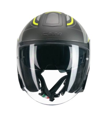 Casco jet 136G  RNA  SPORT / Gris  Amarillo Fluo