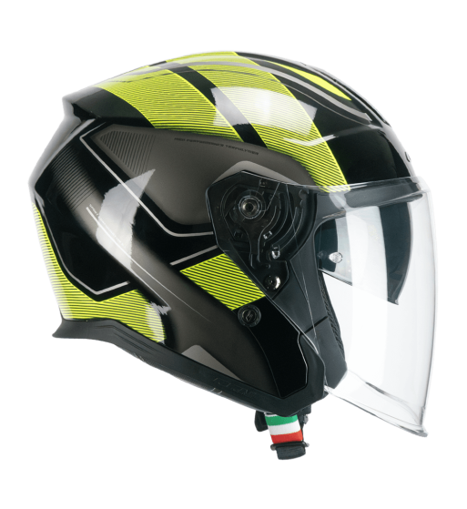 Casco jet 136G  RNA  SPORT / Negro Amarillo Fluo