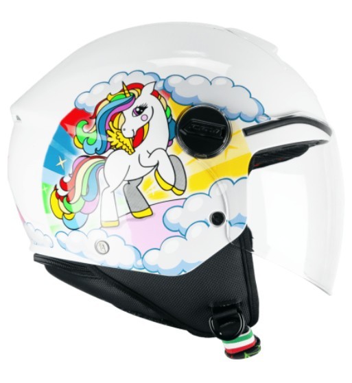 Casco jet 261D MINI DREAMS  / Blanco,  Fucsia, Azul