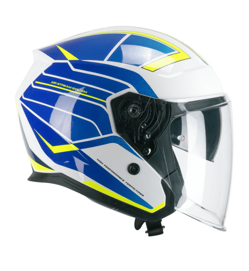 Casco jet 136S RNA RACE / Azul Amarillo Fluo