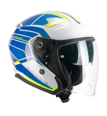 Casco jet 136S RNA RACE / Azul Amarillo Fluo