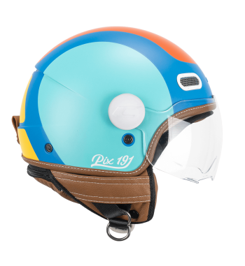 Casco jet 191 PIX SPRINT  / Celeste Naranja Opaco