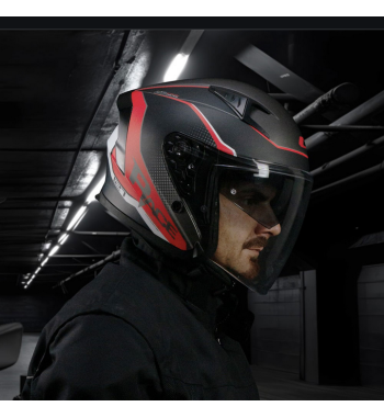 Casco jet 127 DEEP RACE / Grafito Rojo Opaco