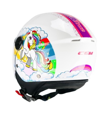Casco jet 261D MINI DREAMS  / Blanco,  Fucsia, Azul