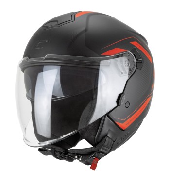 Casco jet 126 IPE CITY / Negro Rojo Opaco