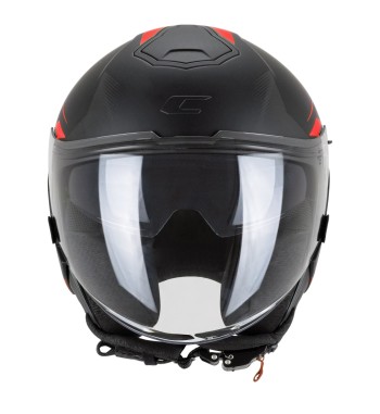 Casco jet 126 IPE CITY / Negro Rojo Opaco