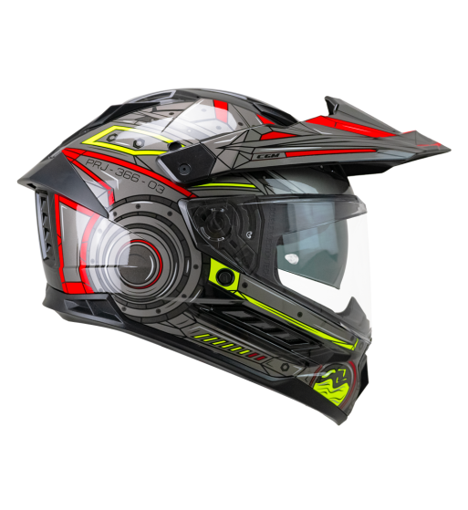 Casco Integral Enduro 366 DUAL TECH  / Negro Rojo Amarillo Fluo