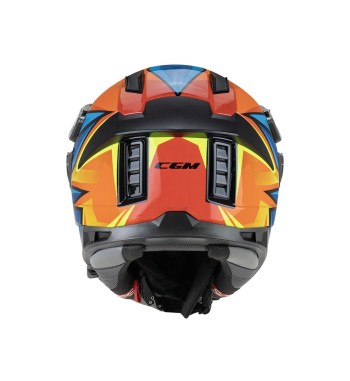 Casco Integral Enduro 366 DUAL BEAT  / Azul Naranja Amarillo Fluo