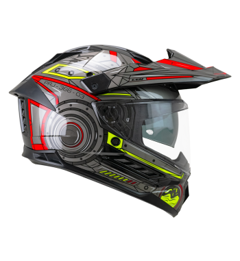 Casco Integral Enduro 366 DUAL TECH  / Negro Rojo Amarillo Fluo