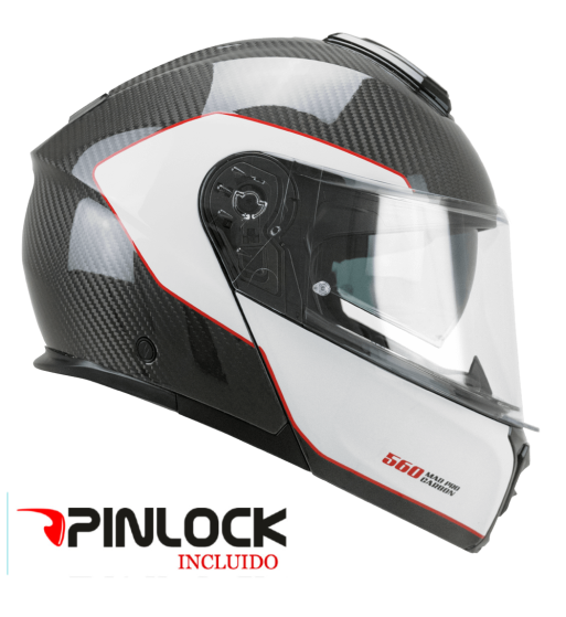 Casco Modular Carbón 560C MAD PRO SPORT / Carbón Blanco Rojo