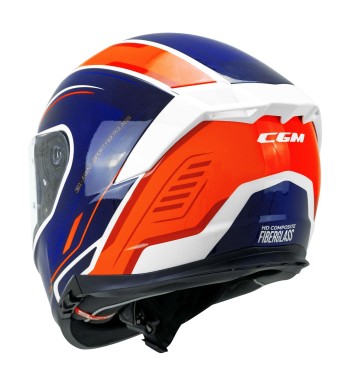 Casco Integral FIBRA  361 AVENT RACE / Blanco  Azul Rojo Fluo