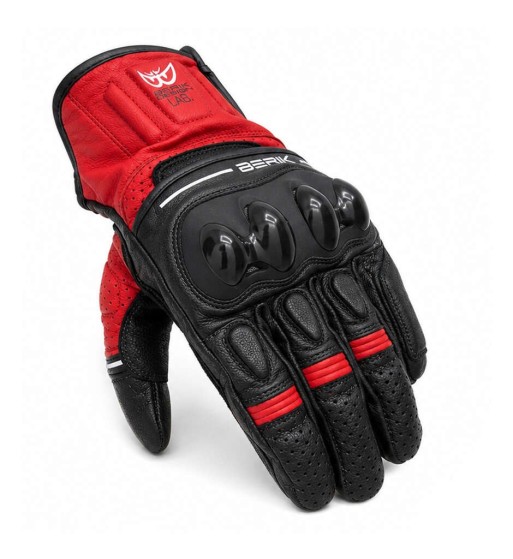 Guantes en piel BERIK  TEX-2 / Negro - Rojo