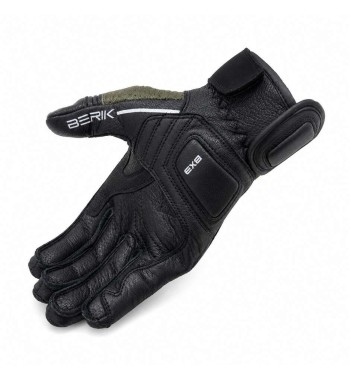 Guantes en piel BERIK  TEX-2 / Negro - Verde Militar