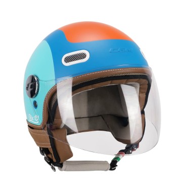 Casco jet 191 PIX SPRINT  / Celeste Naranja Opaco